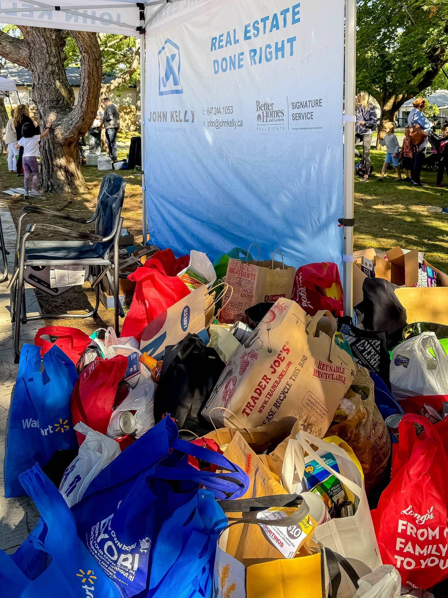 Food donations collected at the John Kelly Real Estate booth